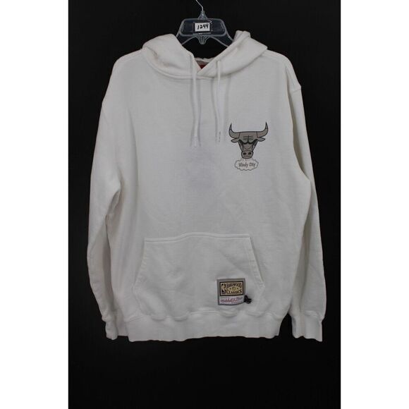 Mitchell and Ness Chicago Bulls hoodie large white New - Picture 1 of 11